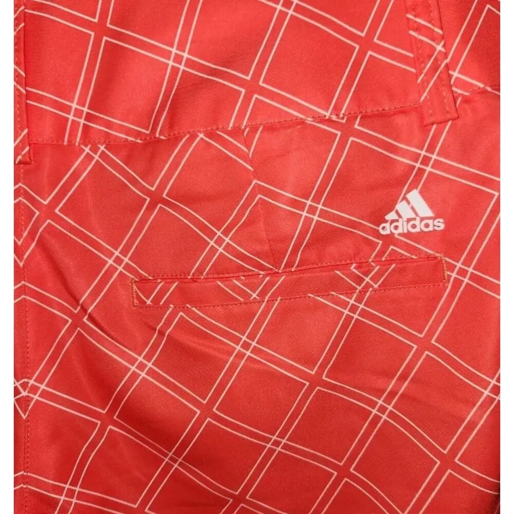 Adidas Golf Shorts Womens 6 Red Orange Geometry Mid Rise Light Weight Pockets